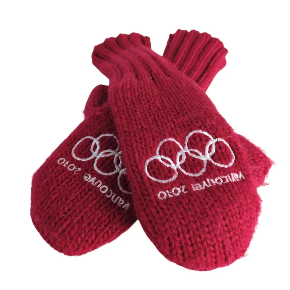 Winter Olympics Vancouver Canada 2010 Red‎ Knit Mittens Youth Size Hudson's Bay